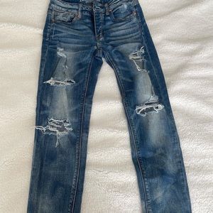 American Eagle stretch distressed mom jeans